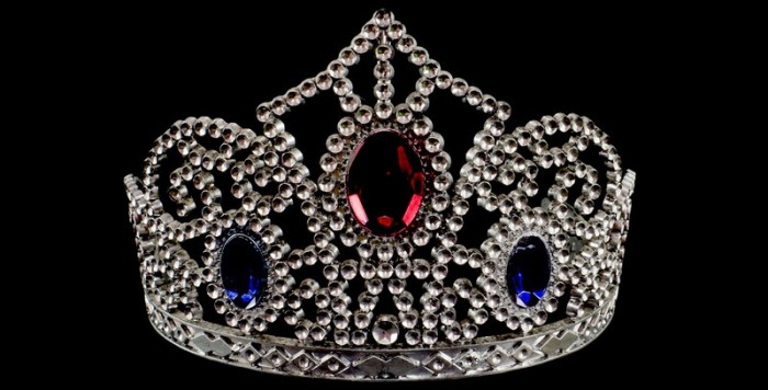 A crown jewel tiara with gemstones and diamonds.