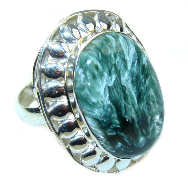 Amazing Green Seraphinite Sterling Silver Ring s. 10