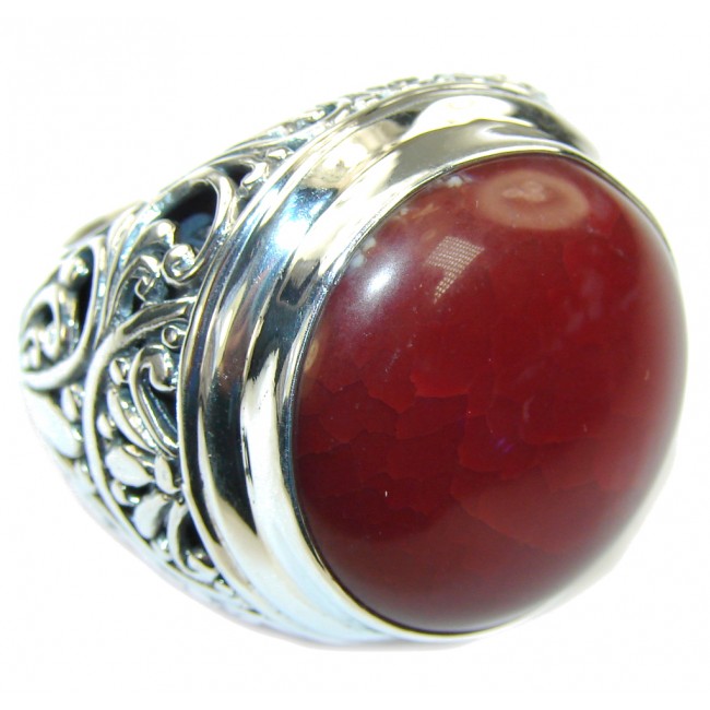 Bali Collection TOTALLY Oversized AAA Mexican Fire Agate Sterling Silver Ring s. 10