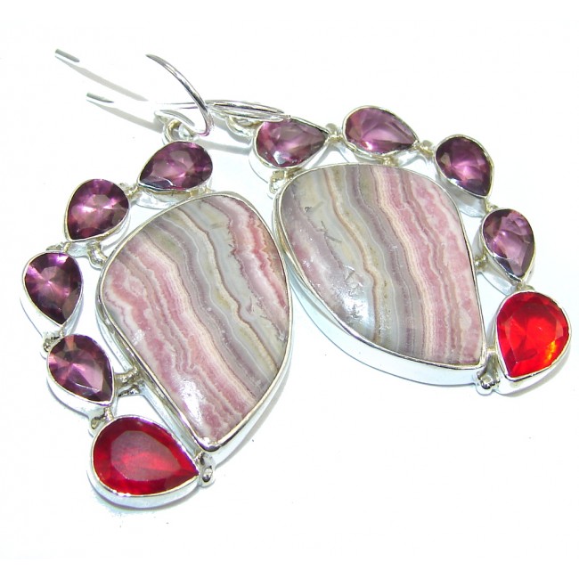 Perfect! Pink Rhodochrosite Sterling Silver earrings