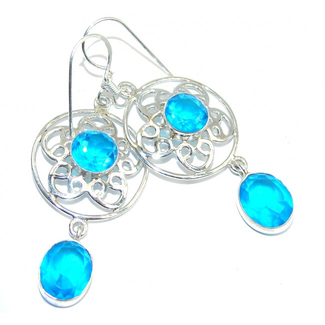 Ocean Beauty Blue Topaz Quartz Sterling Silver earrings