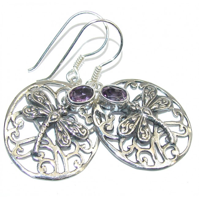 Bali Style! Purple Amethyst Sterling Silver earrings