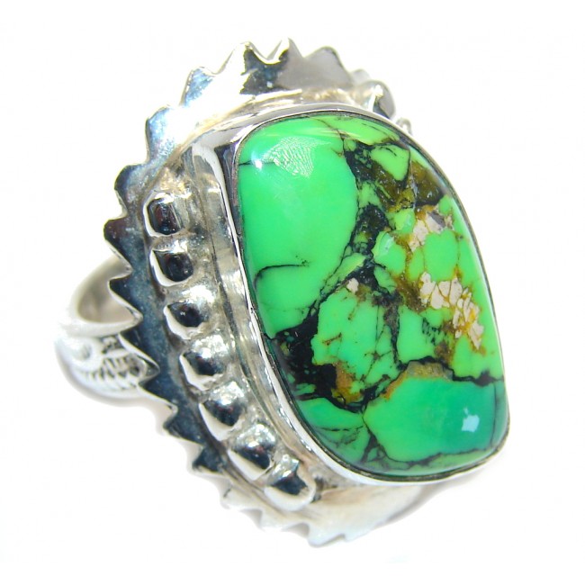 Excellent Green Turquoise Sterling Silver Ring s. 7