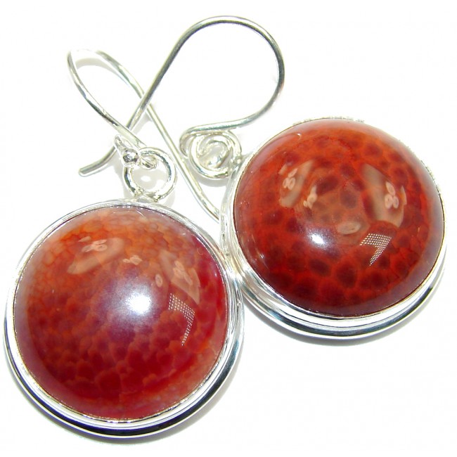 Simple! Orange Mexican Fire Agate Sterling Silver earrings