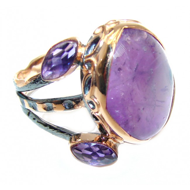 Secret Amethyst Gold Rhodium plated over Sterling Silver Ring s. 8