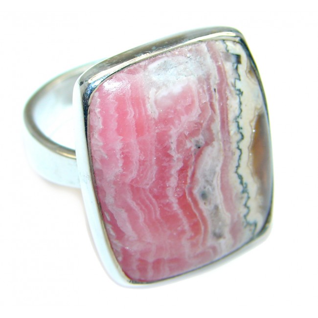 Great quality Pink Rhodochrosite Sterling Silver Ring s. 8 1/2