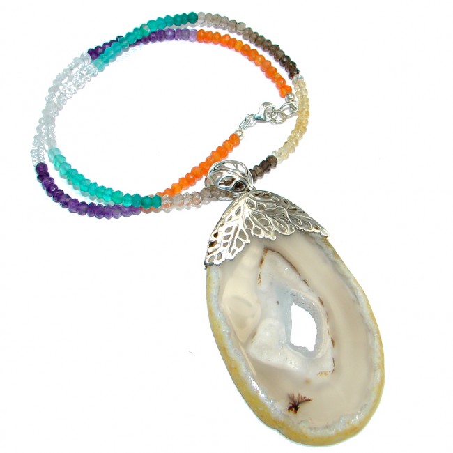 Aura Of Beauty Natural Botswana Agate Sterling Silver handmade necklace