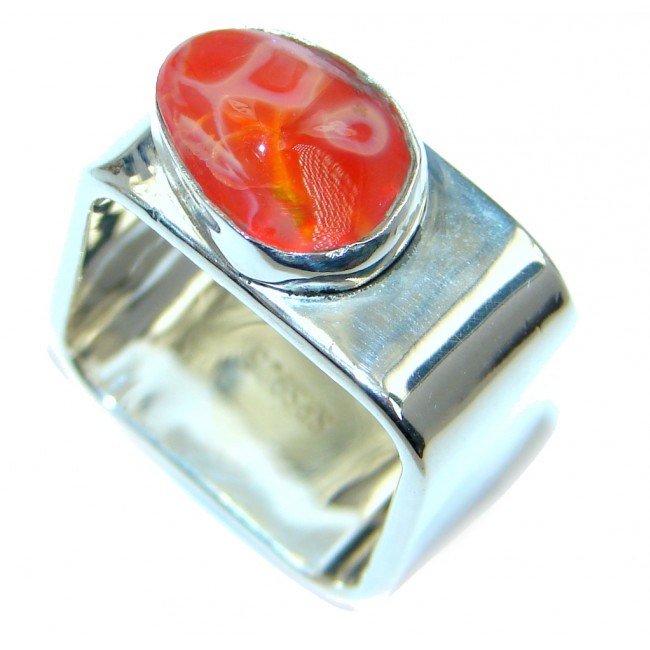 Genuine Mexican Fire Opal Sterling Silver Ring size 6