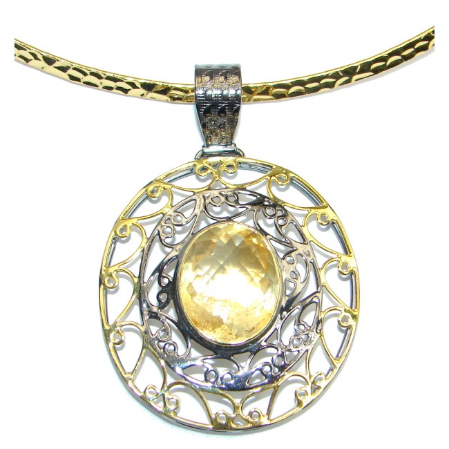 Mexican Summer Genuine Citrine Gold plated Sterling Silver handmade Necklace