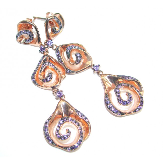 African Tanzanite Rose Gold Plated Sterling Silver stud earrings / Long