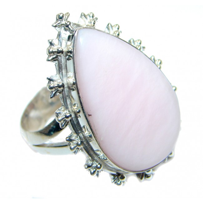 Natural Pink Opal Sterling Silver Ring s. 11