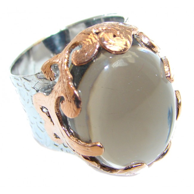 Beautiful Champagne Smoky Topaz Rose Gold Rhodium plated Sterling Silver Ring s. 8