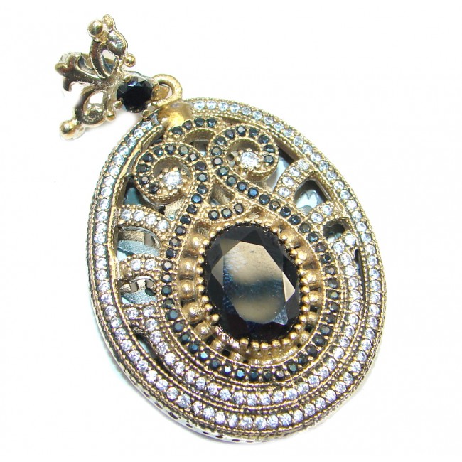Vintage Style Exclusive Onyx Spinel copper plated over Sterling Silver Pendant