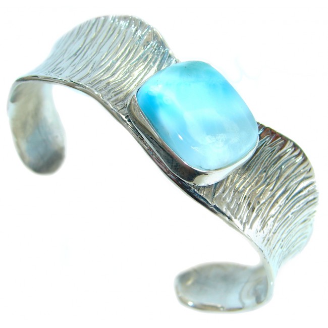 Genuine Blue Larimar Sterling Silver handmade Bracelet Cuff