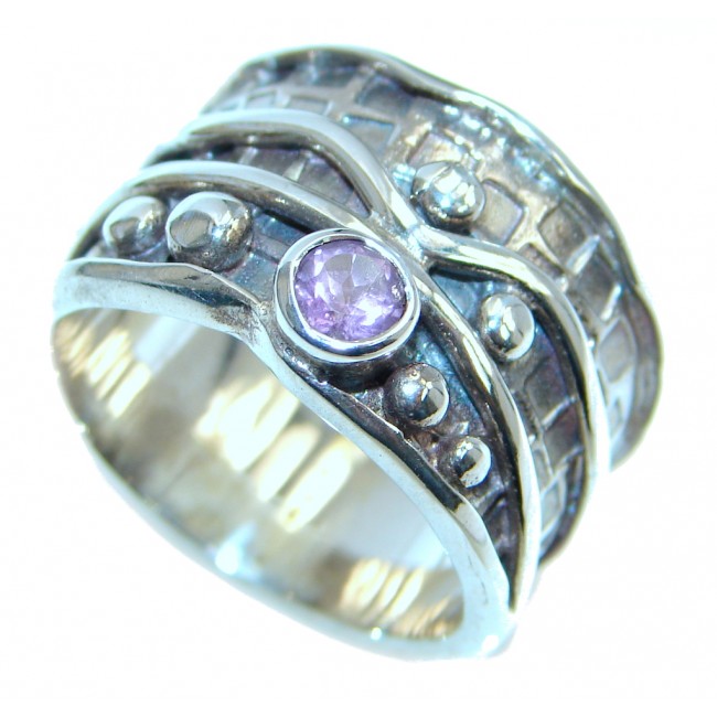 Amazing Natural Amethyst Sterling Silver handmade Ring size 8 3/4
