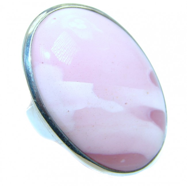 Natural Pink Opal Sterling Silver handcrafted Ring s. 7 1/2