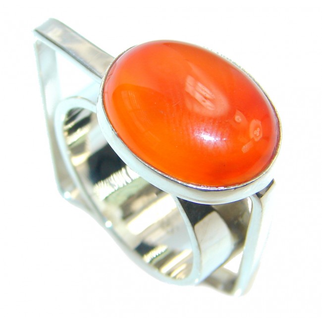 Ultra Modern Design Orange Carnelian Sterling Silver ring s. 7
