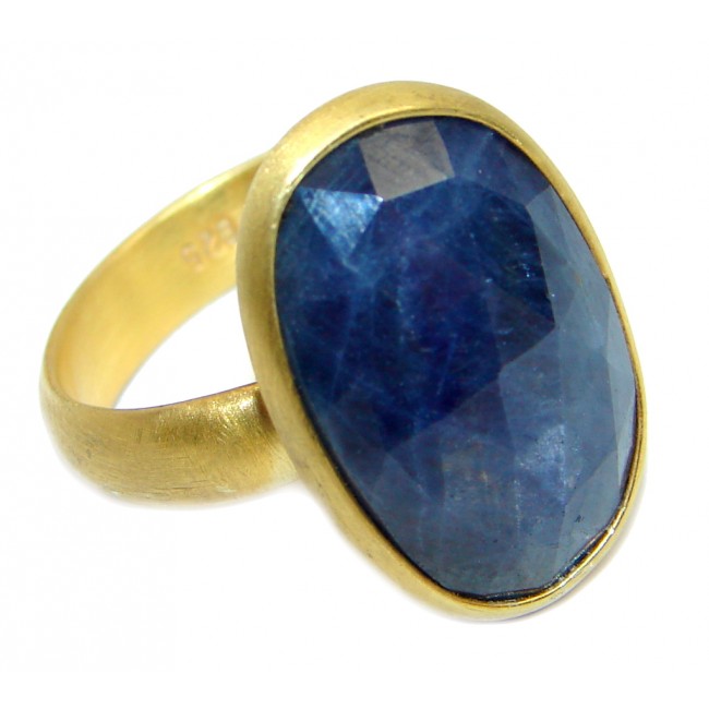 Authentic Blue Sapphire Gold plated over Sterling Silver Ring s. 9