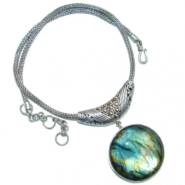 Natural Beauty Labradorite Gold Rhodium Plated over Sterling Silver handcrafted necklace