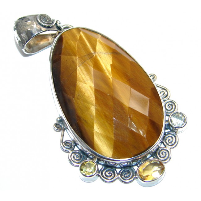 Awesome Golden Tigers Eye Citrine Sterling Silver handmade Pendant