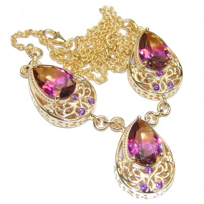 Pear cut Bi-color Ametrine 18K Gold over .925 Sterling Silver handcrafted necklace