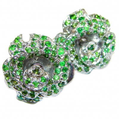 Fabulous Chrome Diopside .925 Sterling Silver handcrafted stud earrings