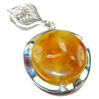 Ancient Treasure Natural Baltic Amber .925 Sterling Silver handmade HUGE Pendant