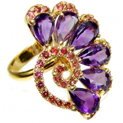 Vintage Beauty Amethyst Sapphire 14K Gold over .925 Sterling Silver Ring size 8