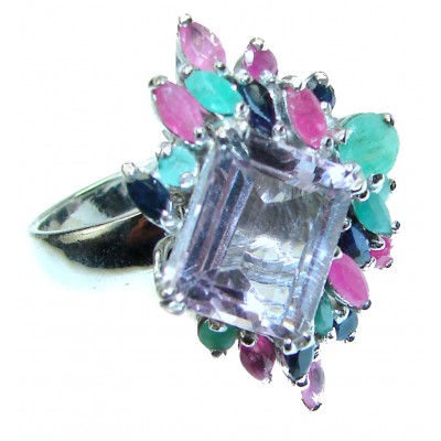 Pink Amethyst .925 Silver handcrafted Ring s. 9
