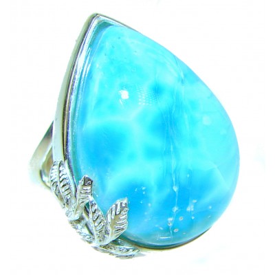 28.4 carat genuine top quality Larimar .925 Sterling Silver handcrafted Ring s. 8