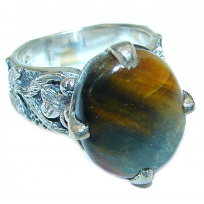 Golden Pietersite .925 Sterling Silver handcrafted Ring size 6 3/4