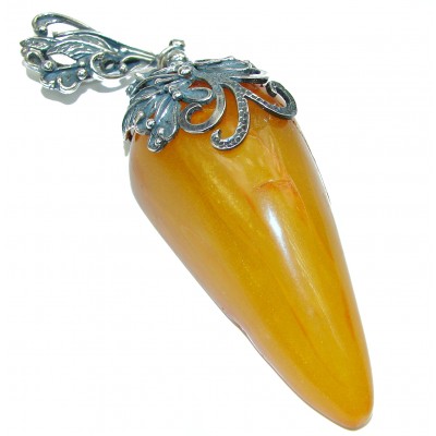 Royal quality Genuine Baltic Amber .925 Sterling Silver handmade pendant