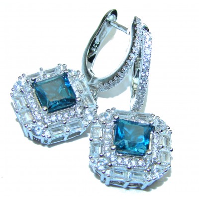 Rare London Blue Topaz .925 Sterling Silver handcrafted earrings