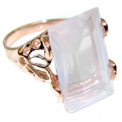 10.2 carat Rose Quartz 18K Gold over .925 Sterling Silver brilliantly handcrafted ring s. 8