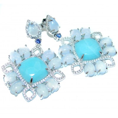 Great Turquoise Moonstone .925 Sterling Silver handcrafted Earrings
