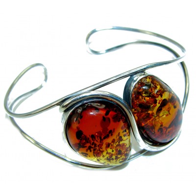 Modern Design Genuine Polish Amber .925 Sterling Silver handamde Bracelet / Cuff