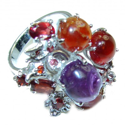 Real Beauty Ruby Amethyst .925 Sterling Silver HANDCRAFTED Ring size 9