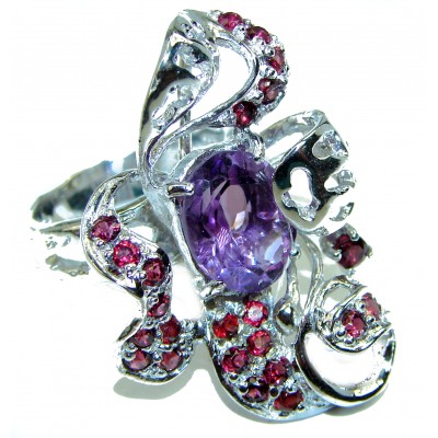 Purple Extravaganza Amethyst .925 Sterling Silver HANDCRAFTED Ring size 8