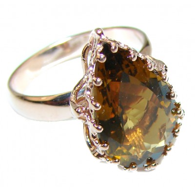 Champagne Smoky Topaz 14K Gold over .925 Sterling Silver Ring size 8