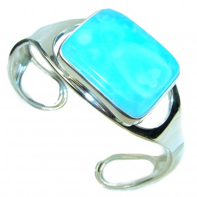Incredible Modern Design Authentic Aquamarine .925 Sterling Silver Bracelet / Cuff