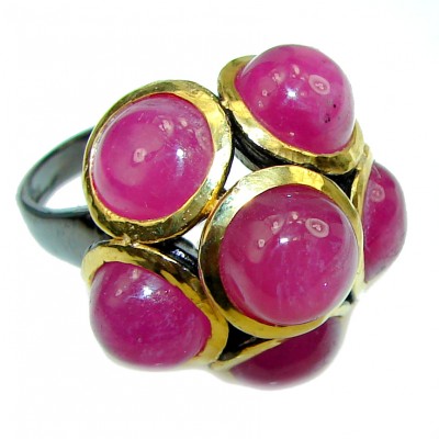 Great quality unique Ruby 2 tones .925 Sterling Silver handcrafted Ring size 8