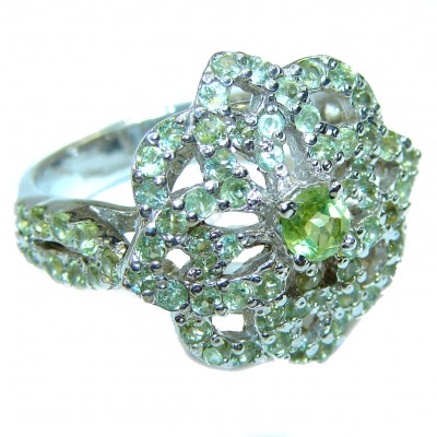 Spectacular Authentic Peridot .925 Sterling Silver handmade Ring size 8 3/4