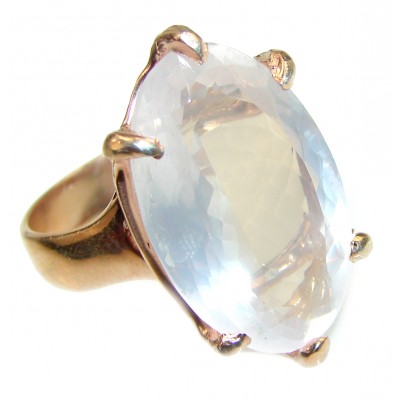 Large 15.2 carat Rose Quartz 18K Gold over .925 Sterling Silver brilliantly handcrafted ring s. 9