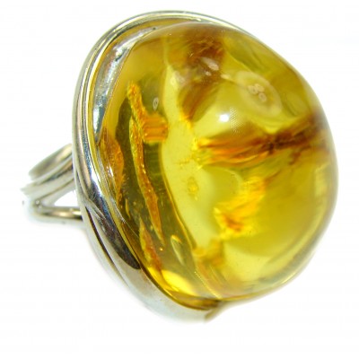 Butterscotch Amber .925 Sterling Silver handcrafted Ring s. 8 adjustable