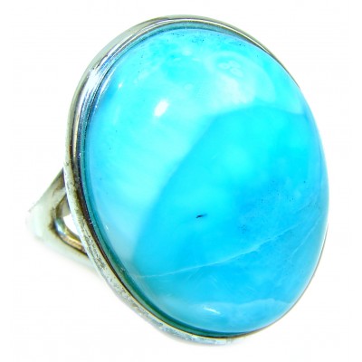 Precious Blue Larimar .925 Sterling Silver handmade ring size 9