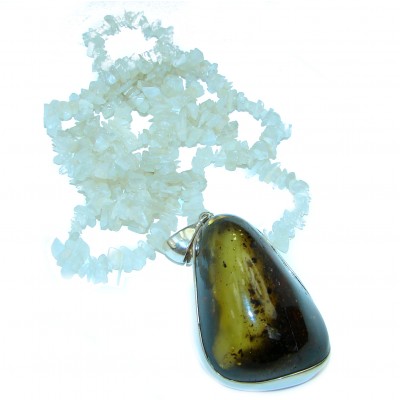 Huge 58.8 grams Natural Baltic Amber .925 Sterling Silver handmade Pendant