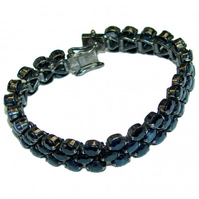 Authentic deep Blue Sapphire black rhodium over .925 Sterling Silver handcrafted Bracelet