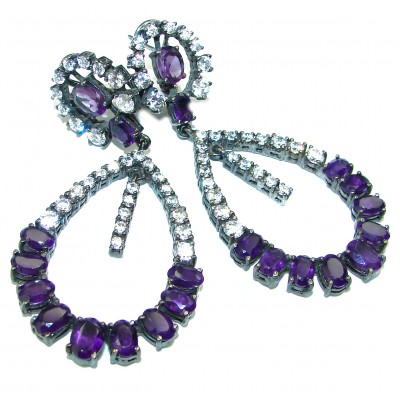 Spectacular Amethyst black rhodium over .925 Sterling Silver handcrafted earrings