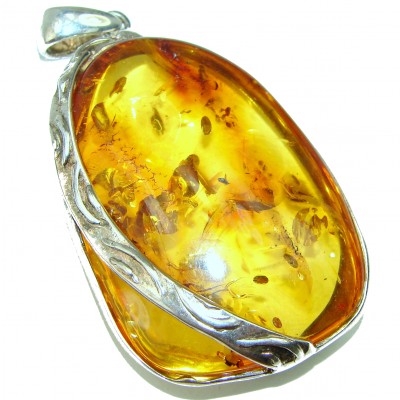 Golden Honey Baltic Amber .925 Sterling Silver handmade Pendant