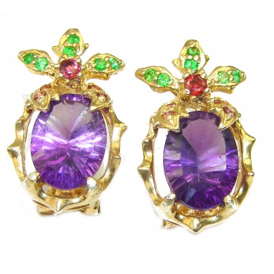 Amazing authentic Amethyst 18k Gold over .925 Sterling Silver earrings